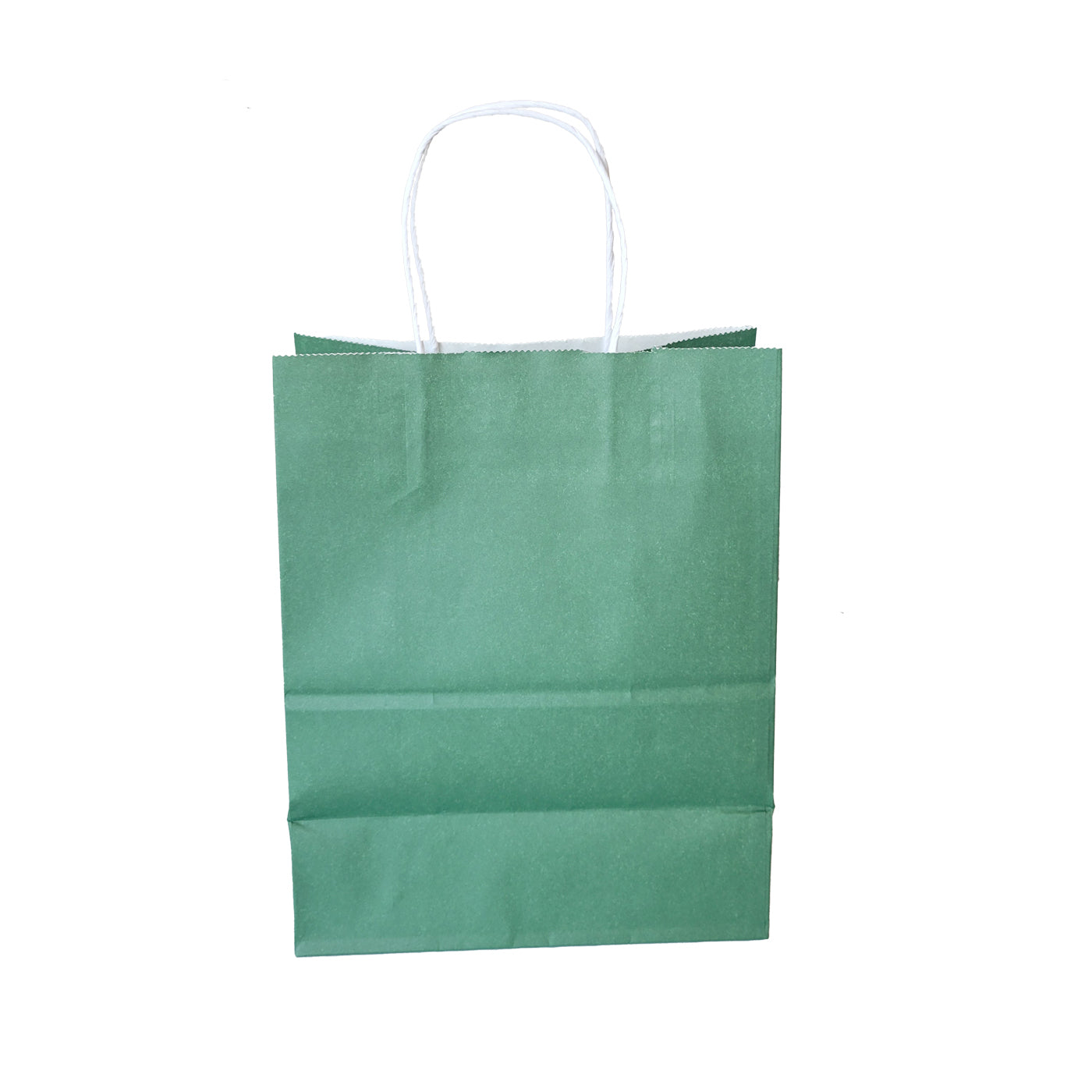 6" x 9.125" x 3.125" - Green Kraft w/white twisted paper handles (600 per carton)